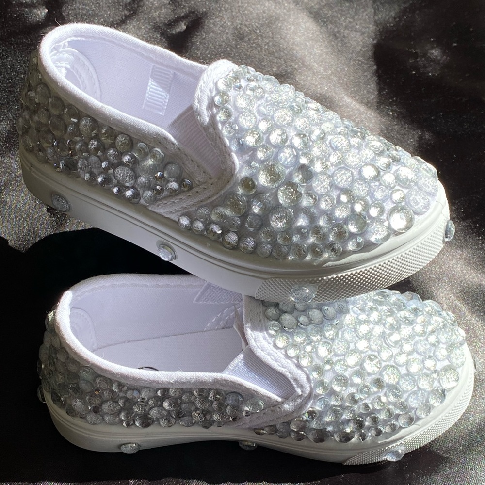 Blinged out toddler shoes. Hand-made for your little diva.
